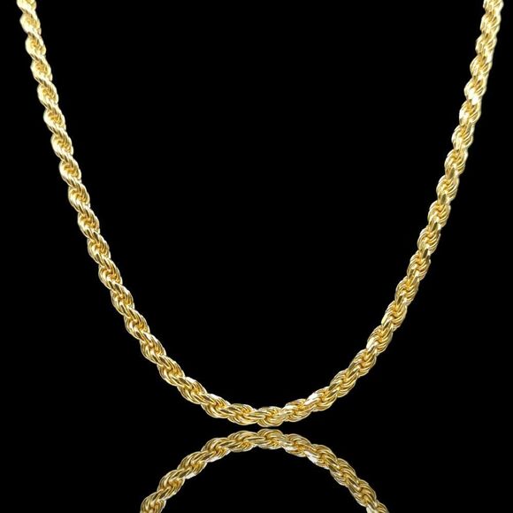 22" x 5mm 14K Vermeil Yellow Gold Finish Over S925 Sterling Silver Rope Chain. - Picture 9 of 14